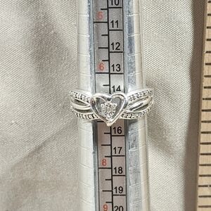 Sterling Silver/Diamond Solitaire Heart Ring Size 7 Marked/Tested+ Comfo Band